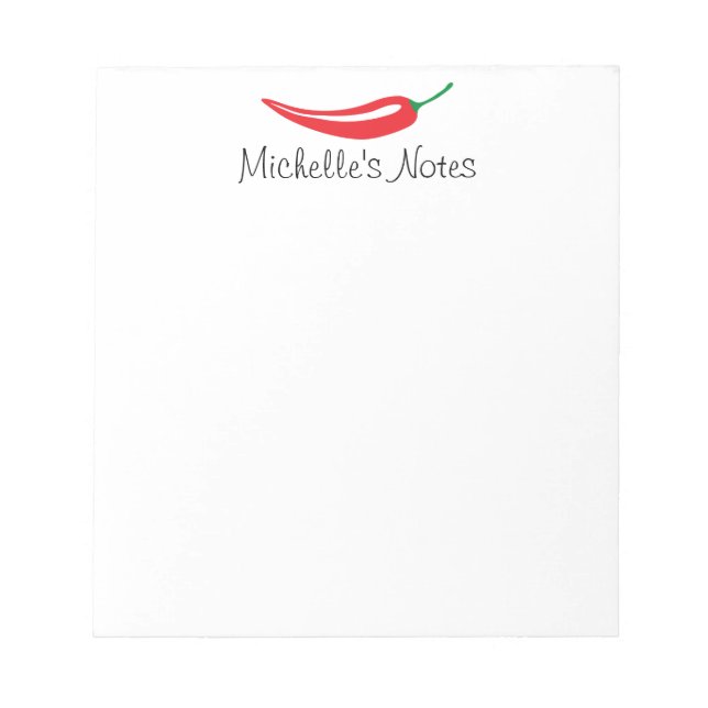 Personalised red pepper notepad for recipes & more (Front)