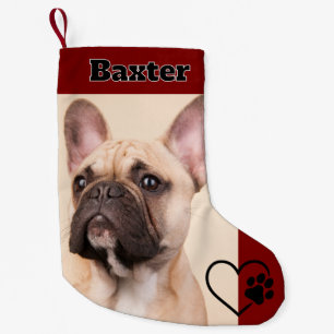 Personalised Red Pet Dog Photo Monogram Name Small Christmas Stocking