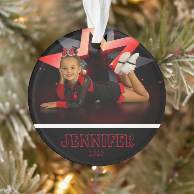 Personalised Red Photo Cheerleading Ornament  (Tree)