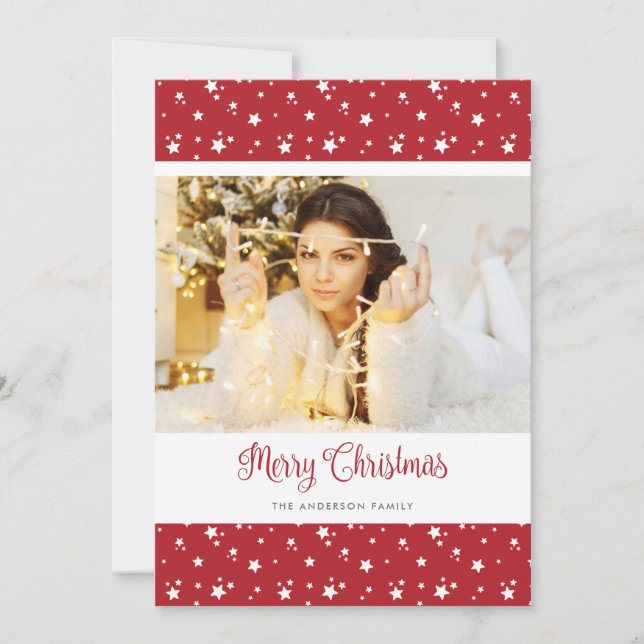 Personalised Red Photo Merry Christmas Cards (Front)