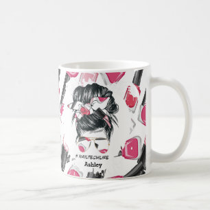 Personalised Red Pink Nail Tech Life Mug