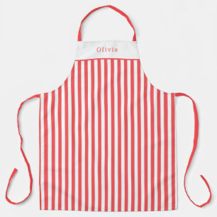 Personalised Red / Pink Stripe Pattern Apron