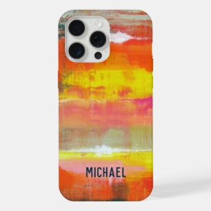 Personalised Red Pink Yellow Abstract Art iPhone 15 Pro Max Case