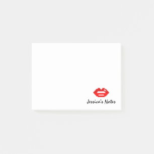 Personalised red pixel lips kiss Post-it® notes