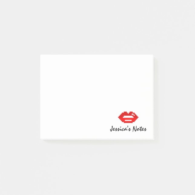 Personalised red pixel lips kiss Post-it® notes (Front)