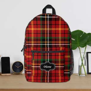 Personalised Red Plaid Backpack