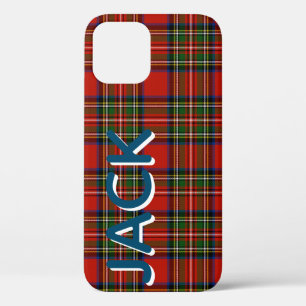 Personalised Red Plaid iPhone 12 Case
