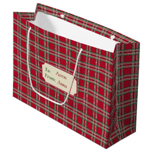 Personalised Red Plaid Christmas Gift Bag