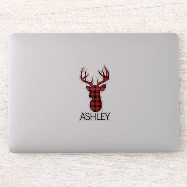 Personalised red plaid deer cutom name Laptop (Computer)
