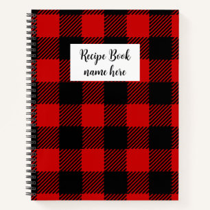 Personalised Red Plaid Recipe Book