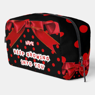 Personalised Red Polka Dot Bow Spiral Dopp Kit