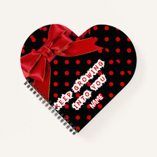 Personalised Red Polka Dot Bow Spiral Notebook