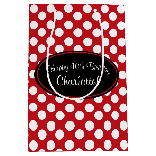 Personalised Red Polka Dot Gift Bag (Front)