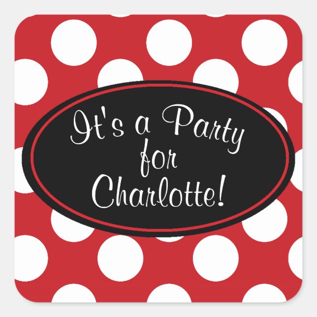 Personalised Red Polka Dot Sticker (Front)