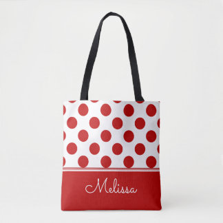 Personalised | Red Polka Dots Tote Bag