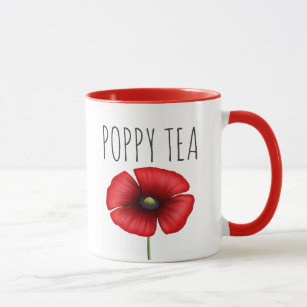 Personalised Red Poppy Tea Two-Tone Mug