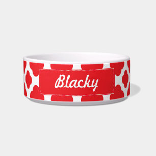 Personalised Red Quatrefoil Pattern Bowl