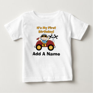 Personalised Red Race Car 1st Birthday Tshirt