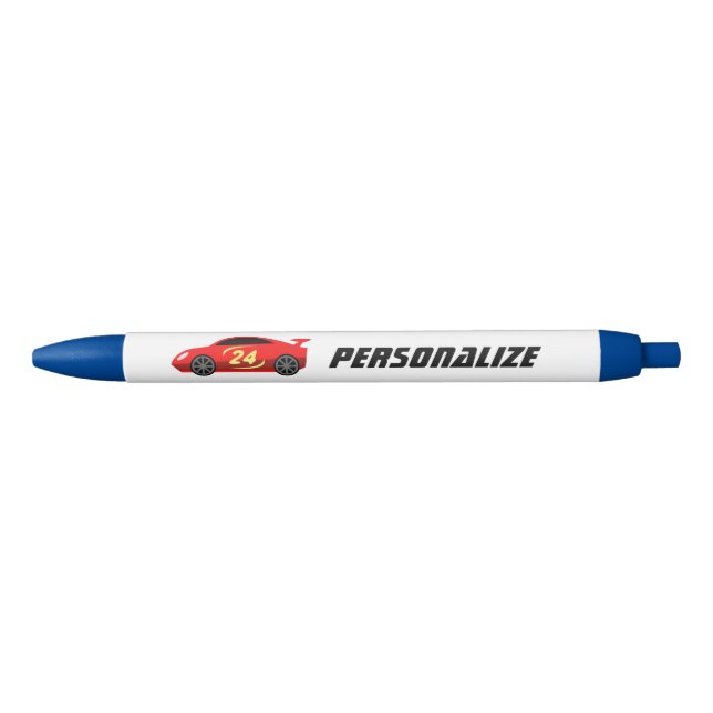 Personalised red racecar kids drawing writing pens (Front)