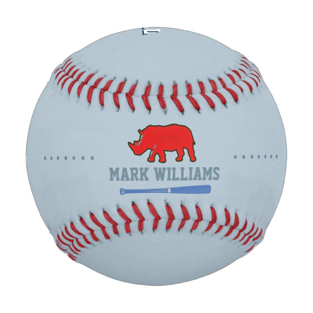 Personalised Red Rhino Player Baseball (Back)