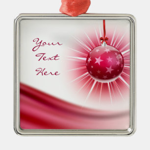 Personalised Red Ribbon Christmas Ball Ornament