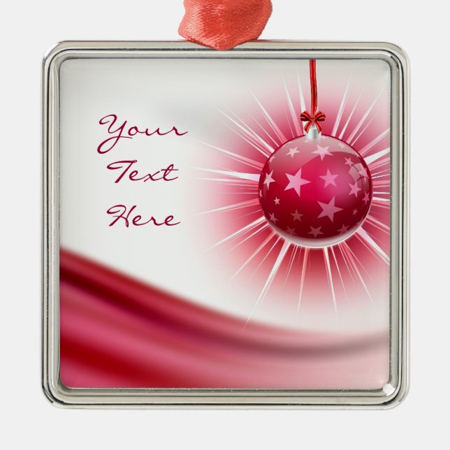 Personalised Red Ribbon Christmas Ball Ornament (Front)