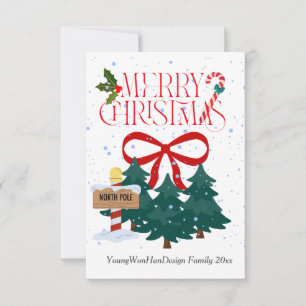 Personalised Red Ribbon Merry Christmas Card