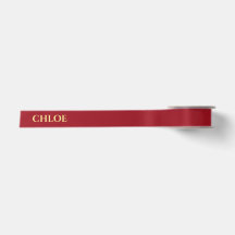 Personalised Red Ribbon with Gold Name Text