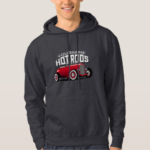 Personalised Red Roadster Vintage Hot Rod Shop  Hoodie