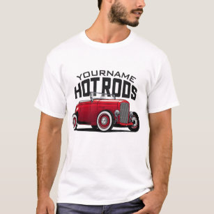 Personalised Red Roadster Vintage Hot Rod Shop  T-Shirt