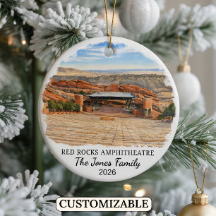 Personalised Red Rocks Park and Amphitheatre Ceramic Tree Decoration