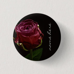 Personalised Red Rose 3 Cm Round Badge