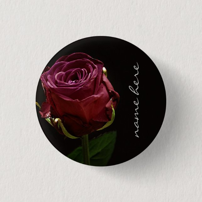 Personalised Red Rose   3 Cm Round Badge (Front)