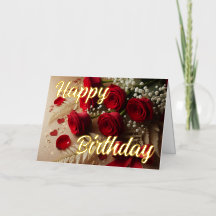 Personalised red Rose Elegant Birthday Wish