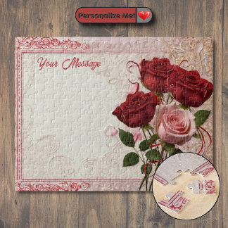 Personalised Red Rose Jigsaw Puzzle