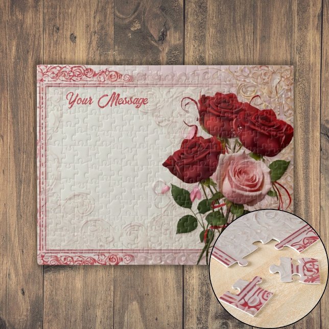 Personalised Red Rose Jigsaw Puzzle (Personalized Red Rose Jigsaw Puzzle)