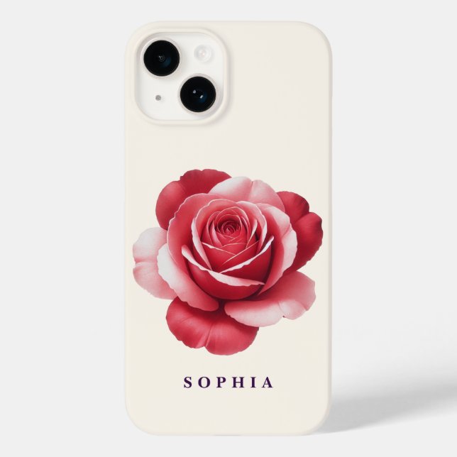 Personalised Red Rose Phone Case Elegant Romantic  (Back)