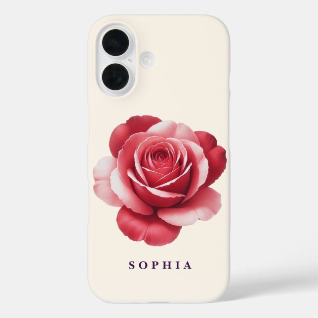 Personalised Red Rose Phone Case Elegant Romantic  (Back)