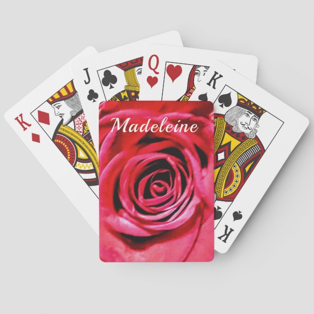 Personalised Red Rose Playing Cards (Back)