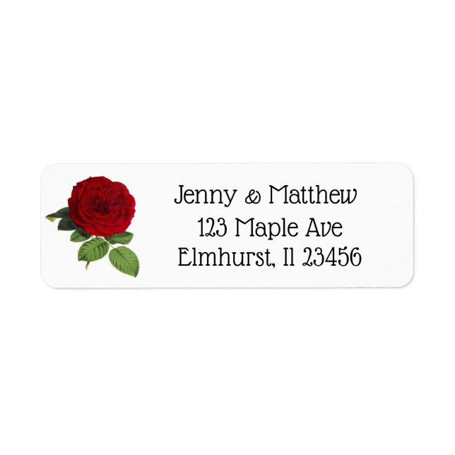 Personalised Red Rose Return Address Labels (Front)