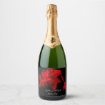 Personalised Red Rose Wedding Sparkling Wine Label<br><div class="desc">Make your celebration extra special with personalised sparkling wine and wine. This dramatic red rose design is perfect for a wedding or engagement party.</div>