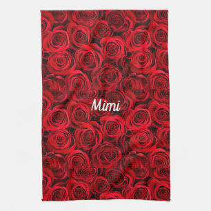 Personalised red roses All-Over Print Tea Towel