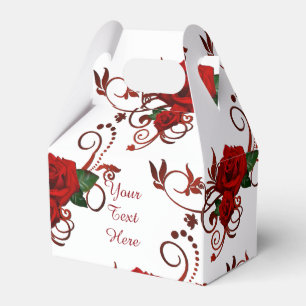 Personalised Red Roses Pattern Favour Box