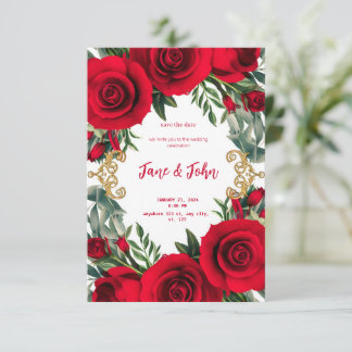 [Personalised] Red Roses Wedding Invitation