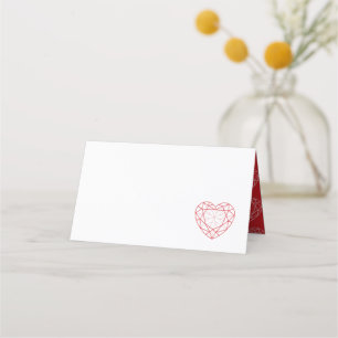 Personalised red ruby heart place guest place card