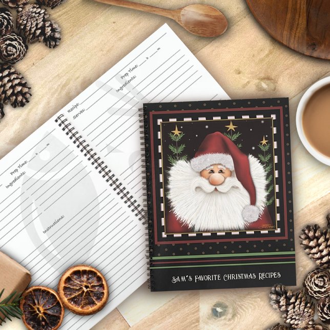 Personalised Red  Santa Christmas Festive Recipe Notebook (Creator Uploaded)
