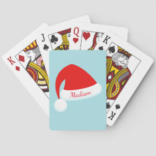 Personalised Red Santa Hat Playing Cards