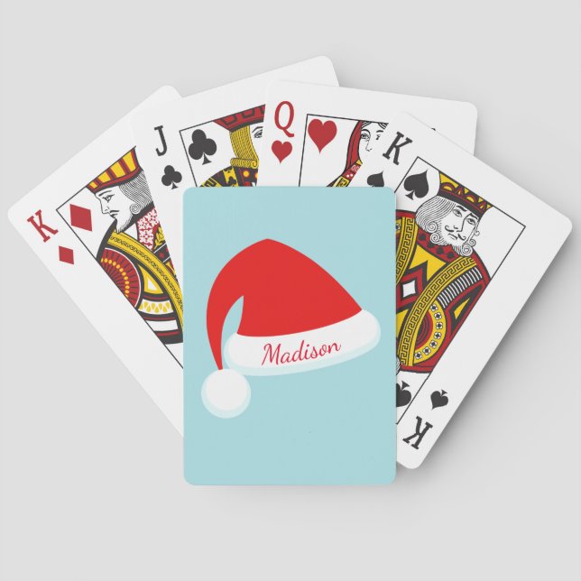 Personalised Red Santa Hat Playing Cards (Back)