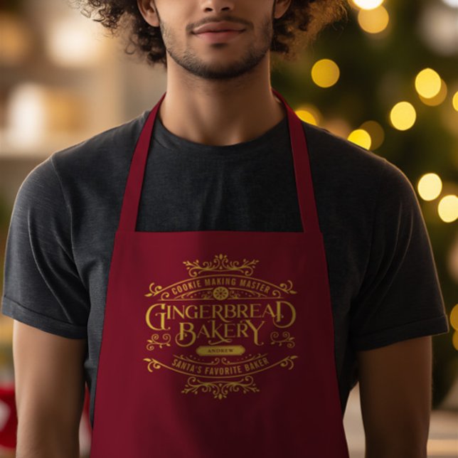 Personalised Red Script Funny Christmas Apron (Personalized Red Script Funny Christmas Apron)