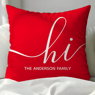 Personalised Red Script Hi Cushion
